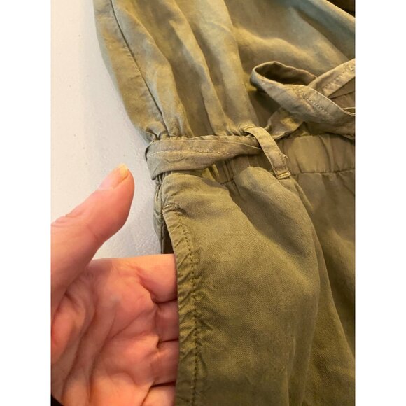 Cloth & Stone Strapless Olive Green Tencel Jumpsuit w/ Belt & Pockets Small - Picture 7 of 13